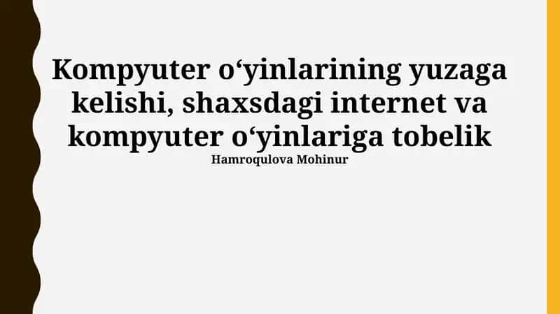 Internet va kompyuter oʻyinlariga qaramlik
