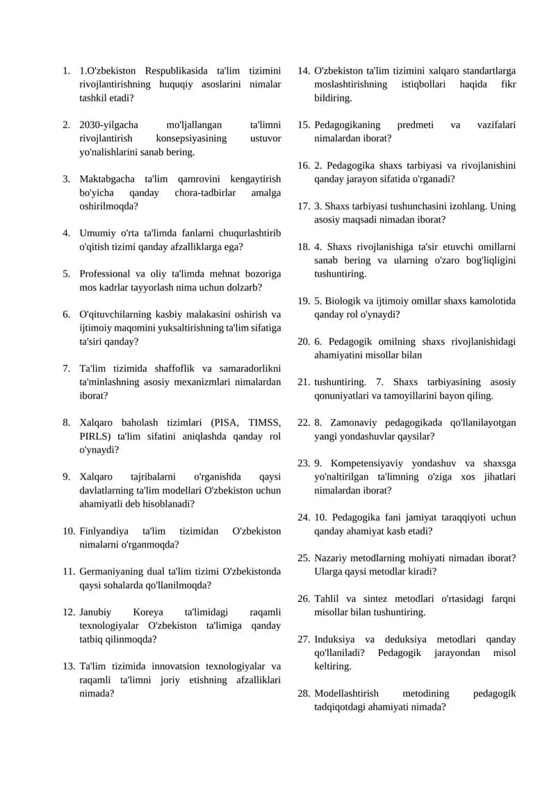 Pedagogikaning predmeti va vazifalari