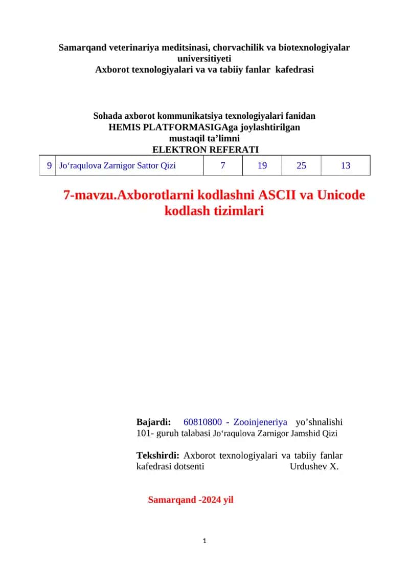 Axborot texnologiyalari va tabiiy fanlar