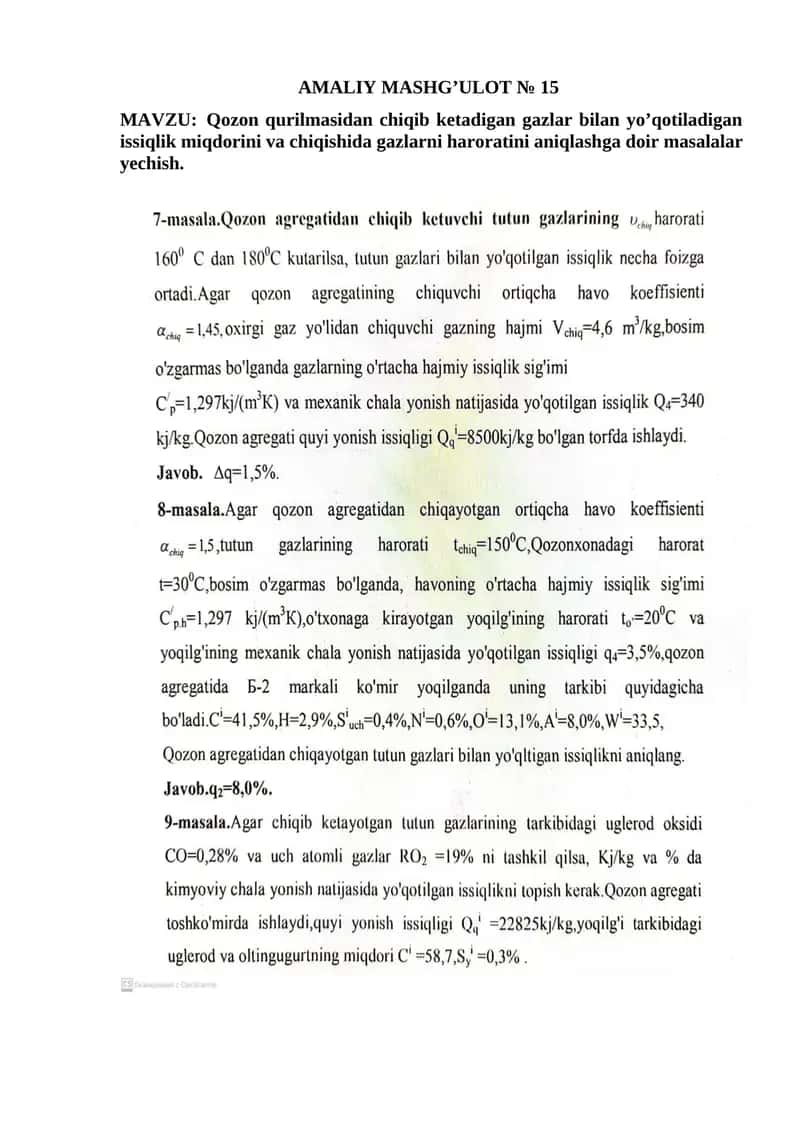 AMALIY MASHG’ULOT № 15