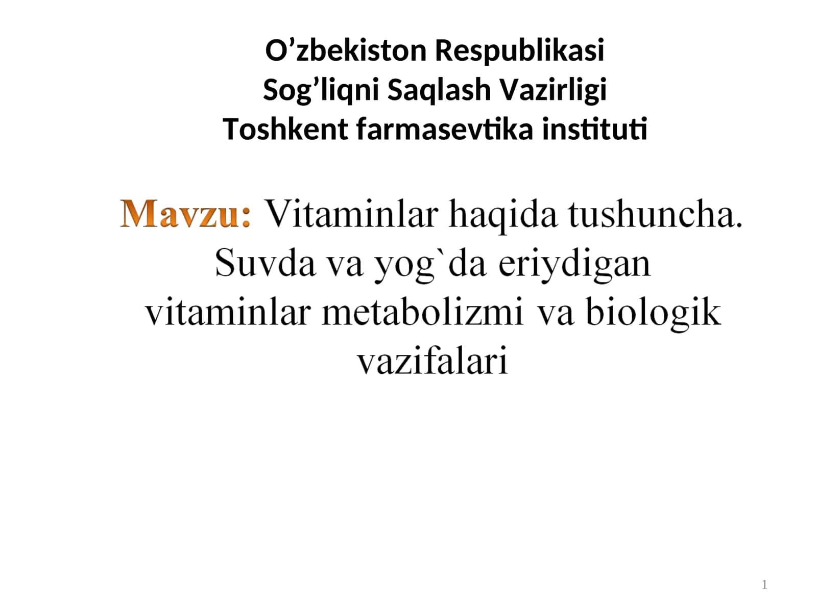 Vitaminlar tasnifi