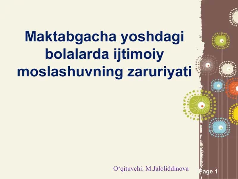 Maktabgacha yoshdagi bolalarda ijtimoiy moslashuvning zaruriyati