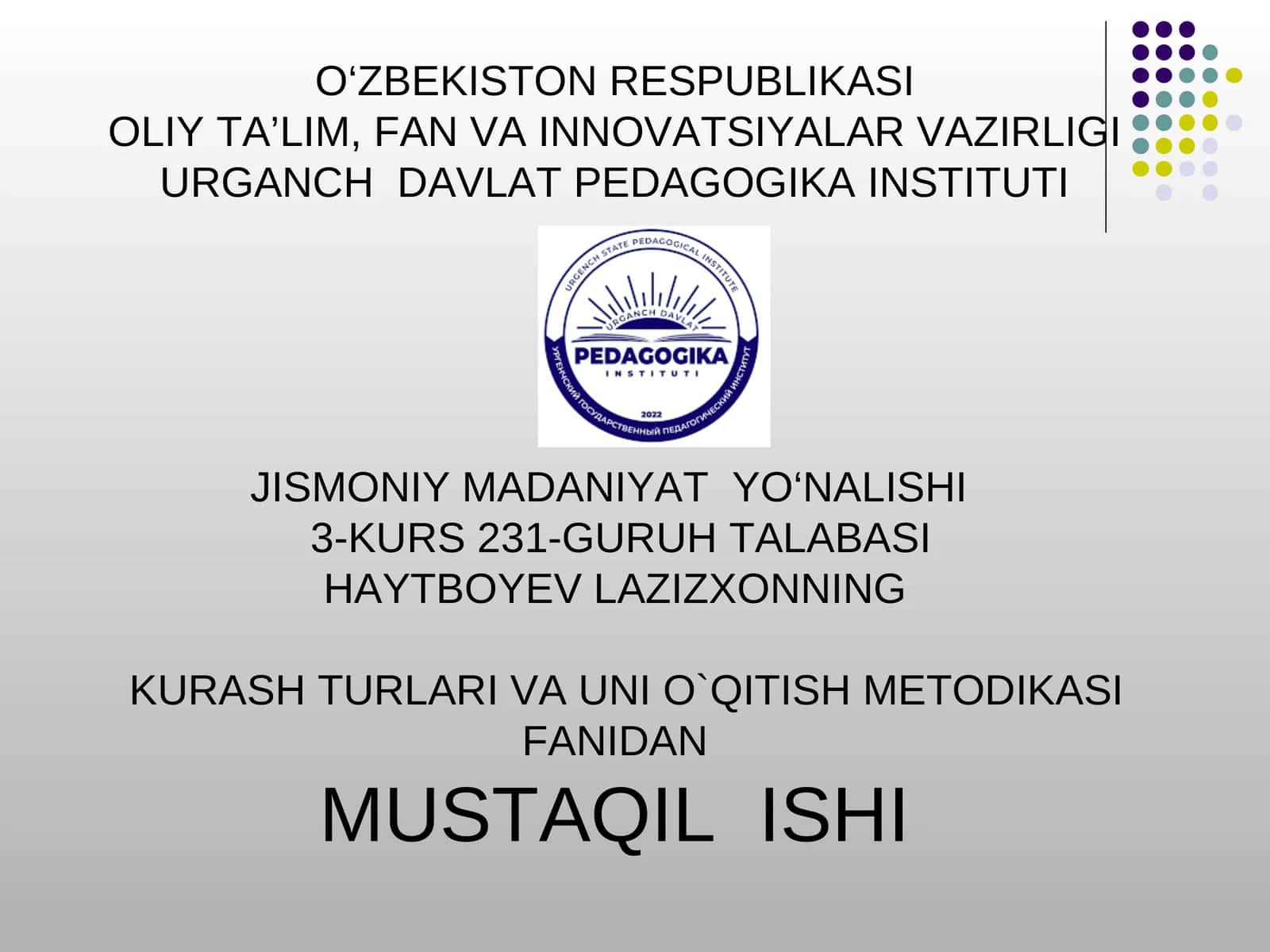Sambo kurashi boʻyicha musobaqalarni tashkil etish va ularga hakamlik qilish
