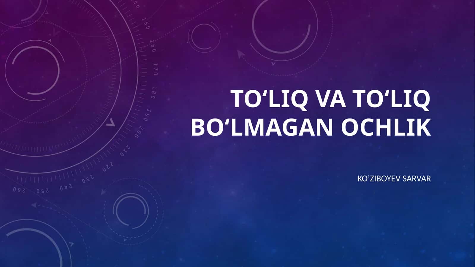 To‘liq va to‘liq bo‘lmagan ochlik