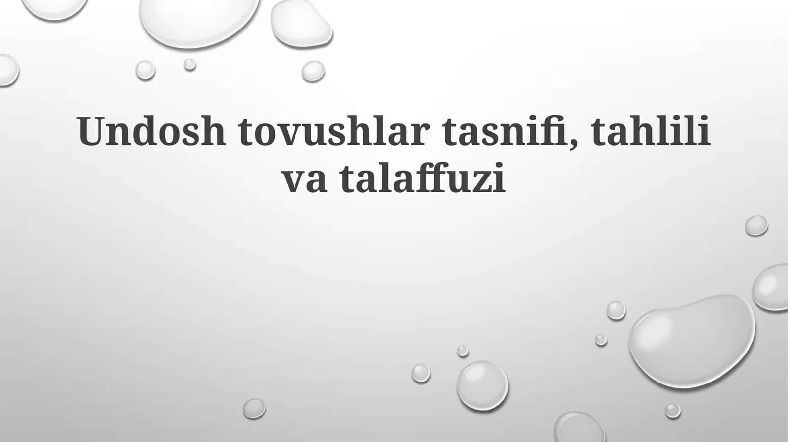 Unli tovushlar tasnifi