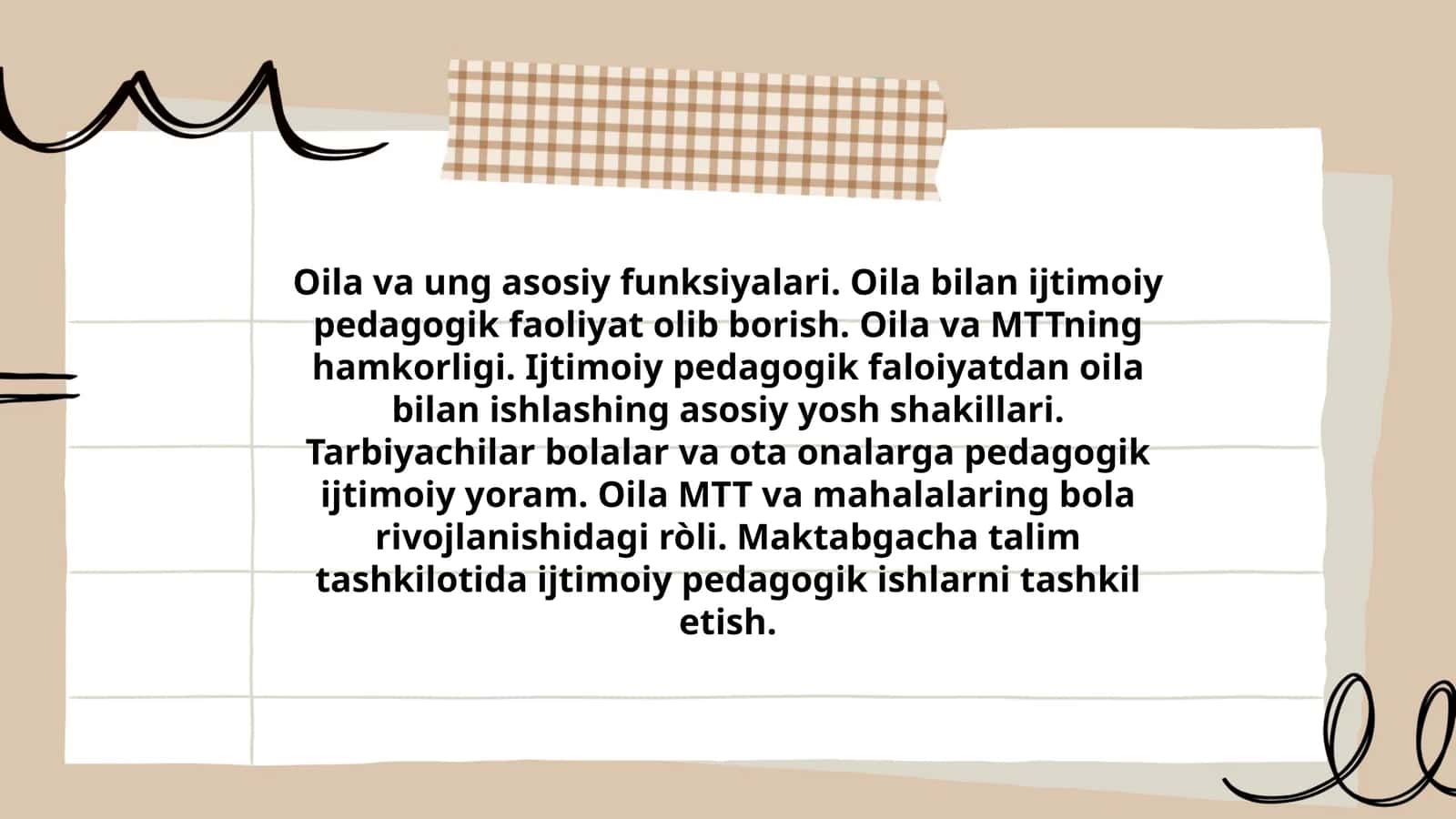 Oila va ung asosiy funksiyalari