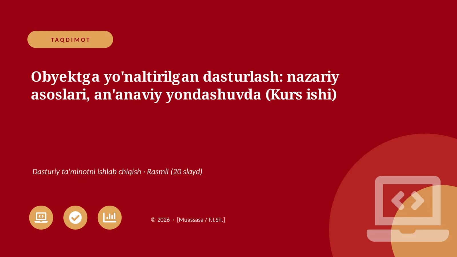 Obyektga yo'naltirilgan dasturlash: nazariy asoslari, an'anaviy yondashuvda (Kurs ishi)