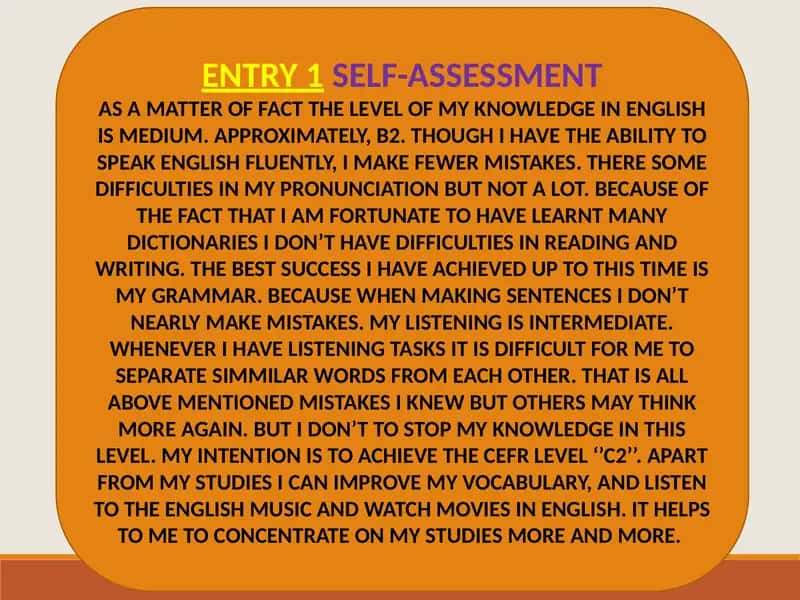 SELF-ASSESSMENT
