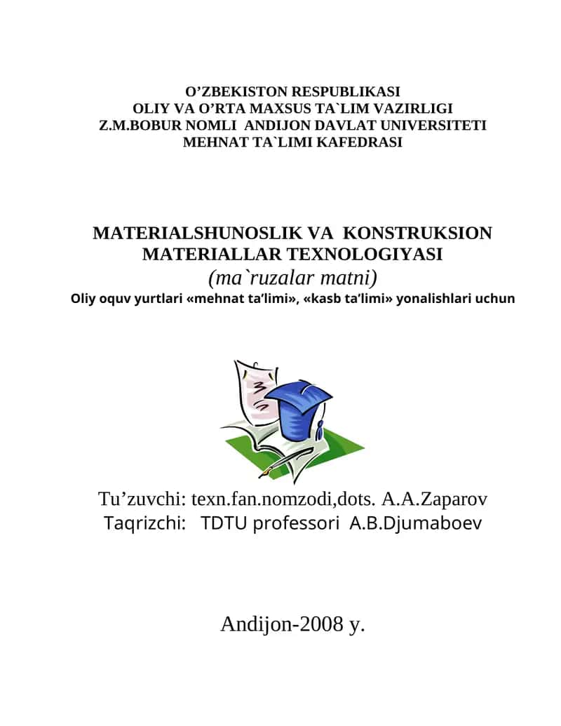 Materialshunoslik fanining predmeti va mazmuni