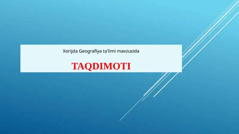 Xorijda Geografiya ta'limi