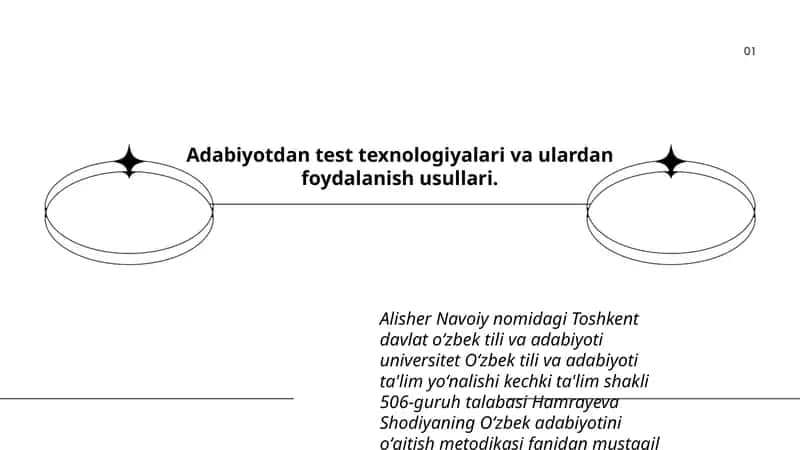 Adabiyotdan test texnologiyalari va ulardan foydalanish usullari