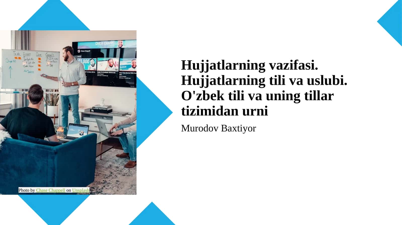 Hujjatlarning vazifasi. Hujjatlarning tili va uslubi. O'zbek tili va uning tillar tizimidan urni