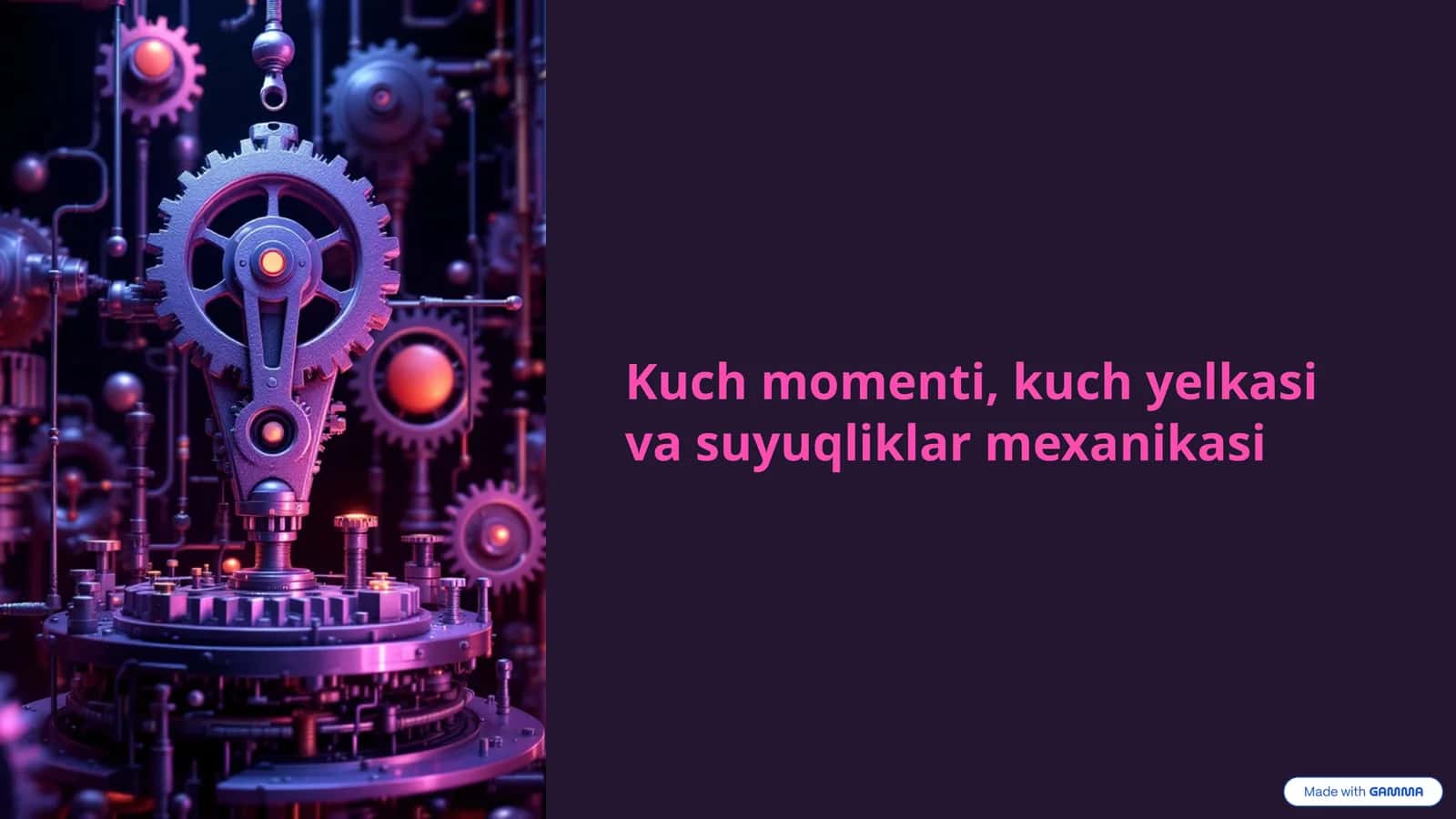 Kuch momenti, kuch yelkasi va suyuqliklar mexanikasi
