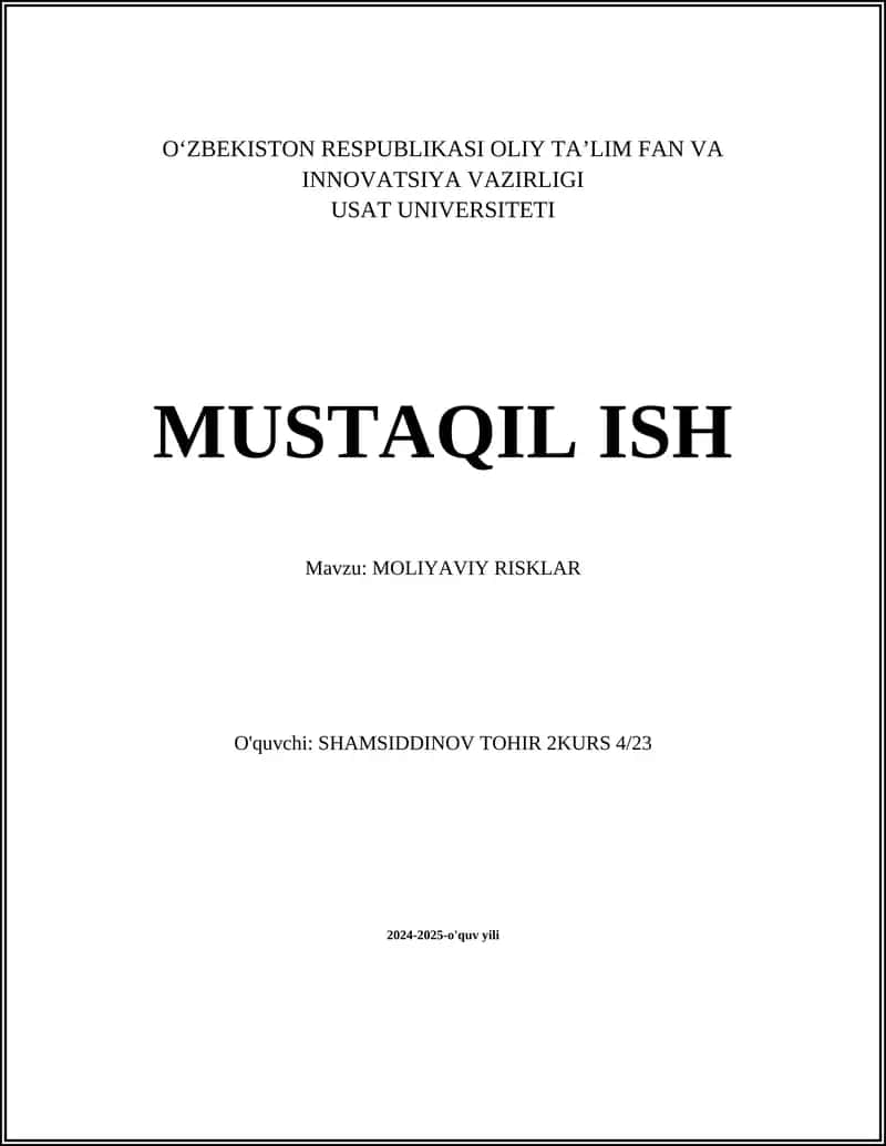 Moliyaviy risklarni boshqarish