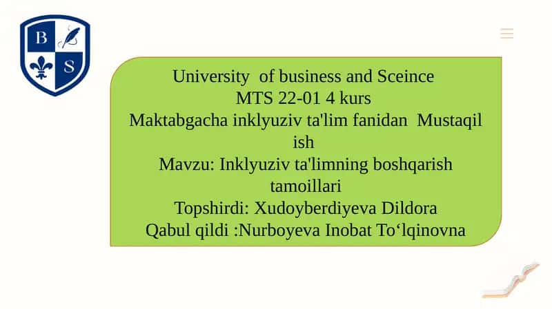 Inklyuziv ta'limning boshqarish tamoillari
