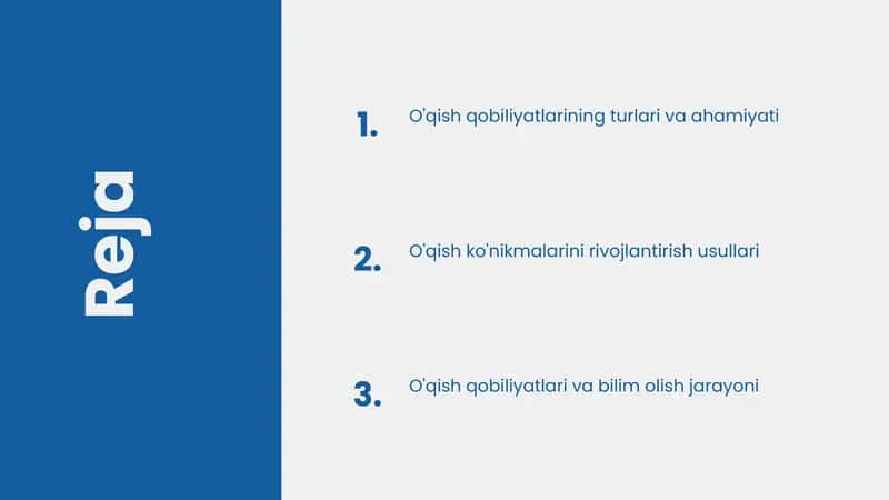 O'qish qobiliyatlarining turlari va ahamiyati