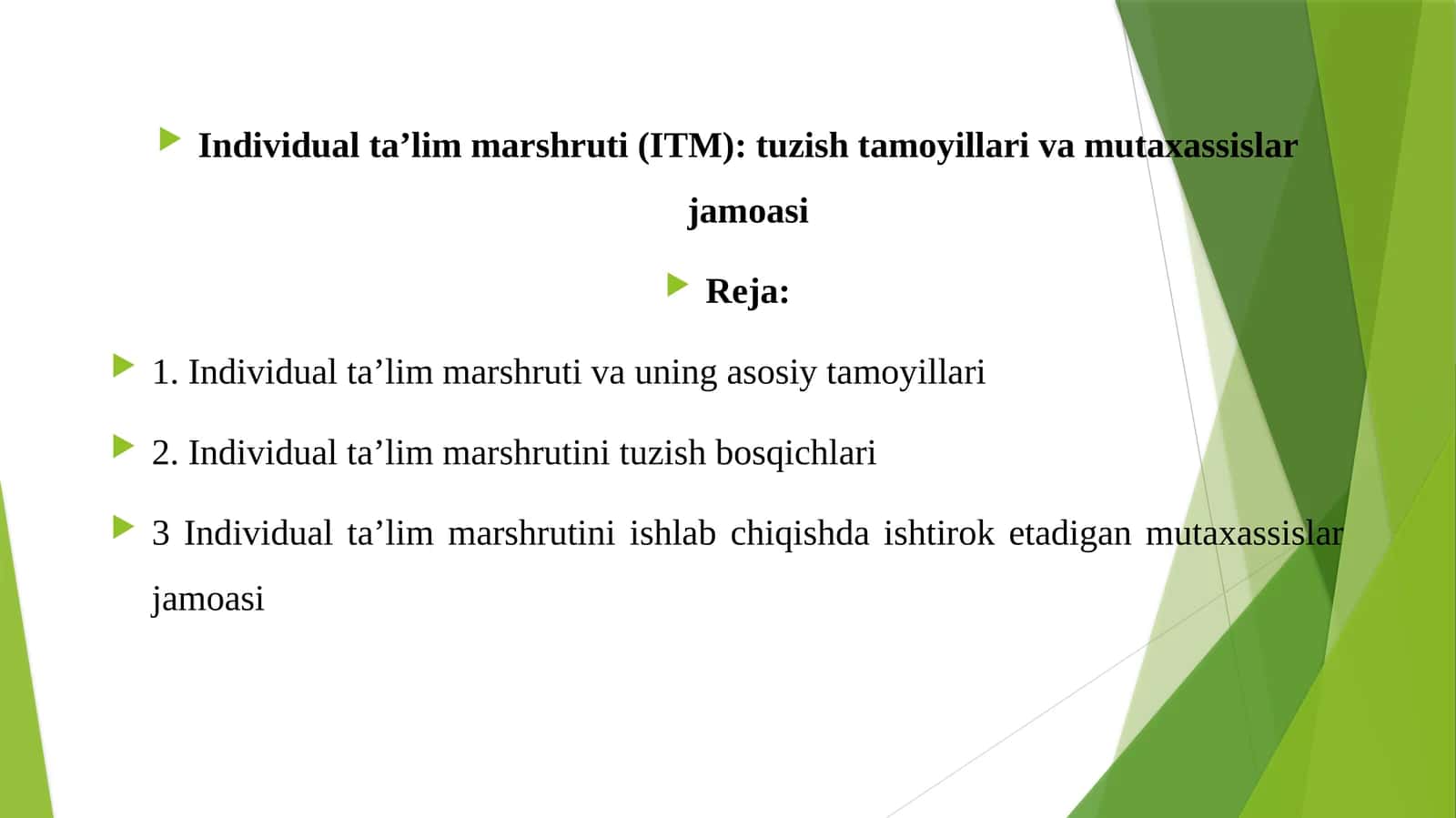 Individual ta’lim marshruti (ITM): tuzish tamoyillari va mutaxassislar jamoasi