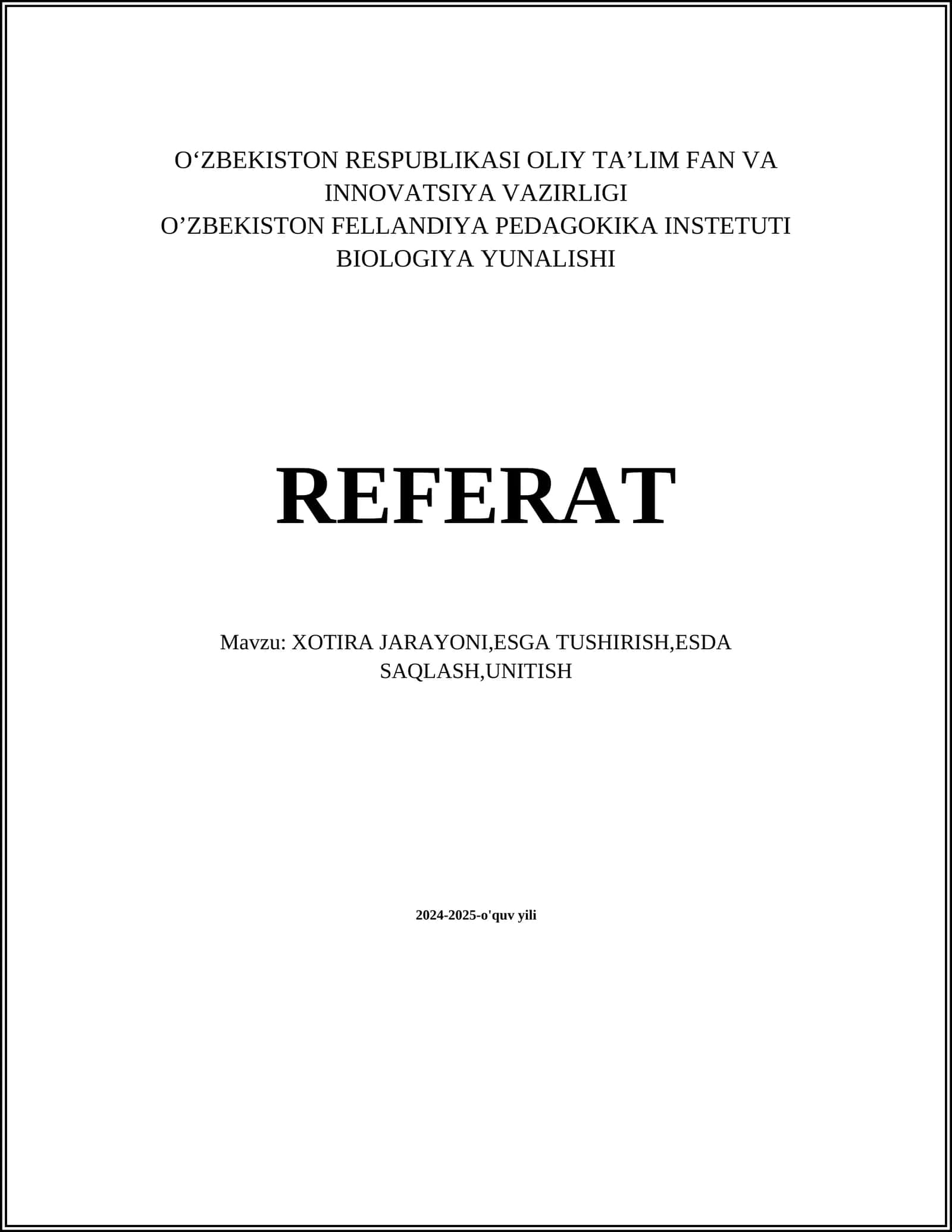 XOTIRA JARAYONI