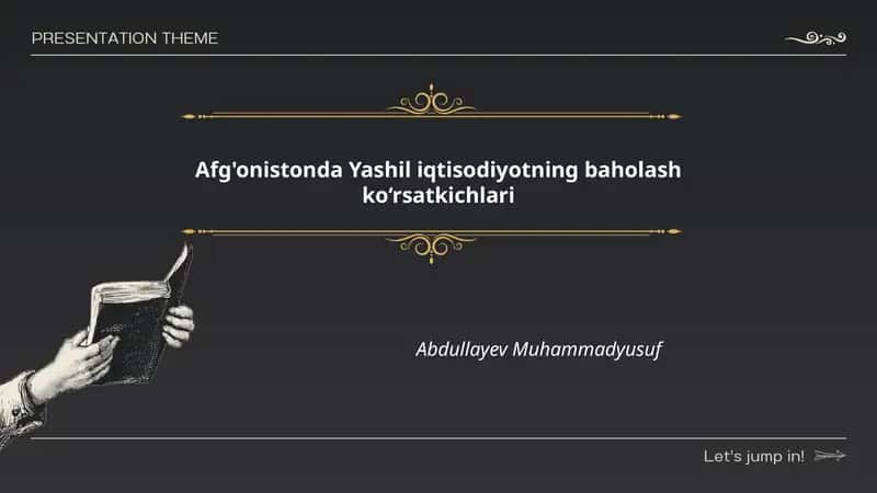 Afg'onistonda Yashil iqtisodiyotning baholash ko‘rsatkichlari