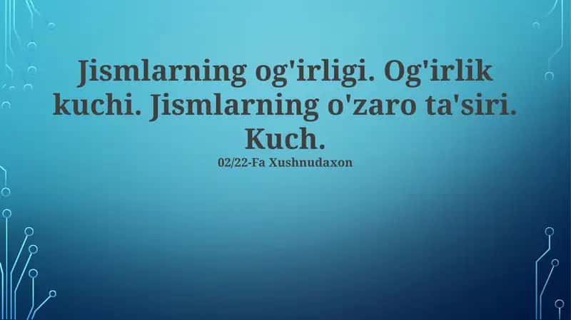 Jismlarning og'irligi