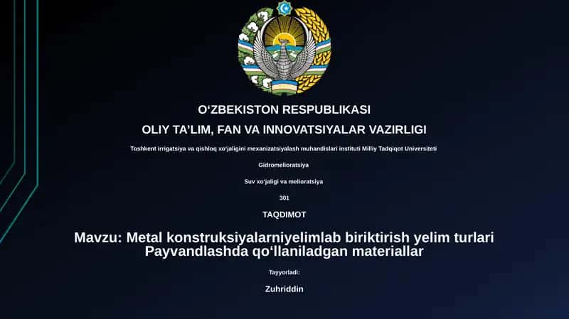 Metal konstruksiyalarniyelimlab biriktirish yelim turlari Payvandlashda qo‘llaniladgan materiallar