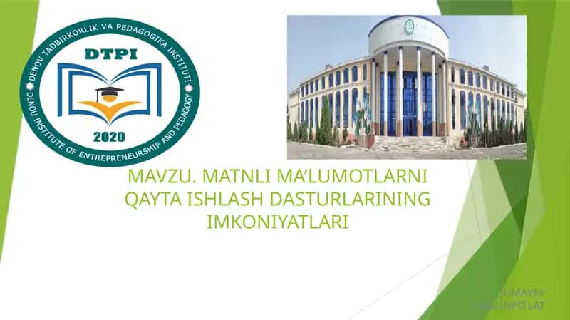 MATNLI MA’LUMOTLARNI QAYTA ISHLASH DASTURLARINING IMKONIYATLARI