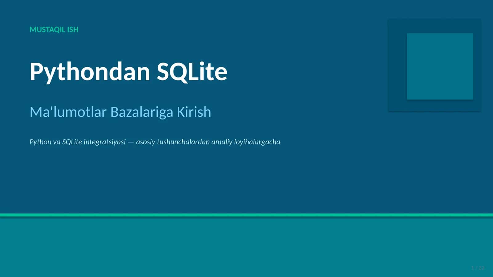 Ma'lumotlar Bazalariga Kirish