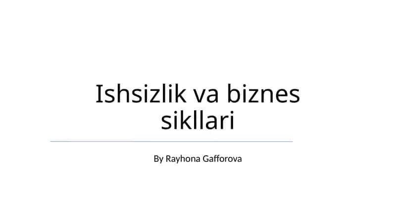 Ishsizlik va biznes sikllari