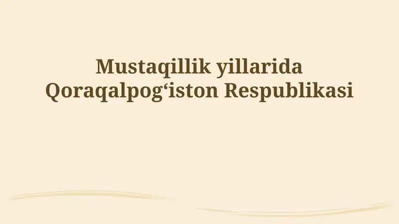 Qoraqalpogʻiston Respublikasi Siyosiy Rivojlanish