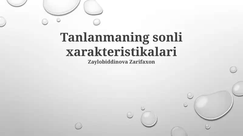 Tanlanmaning sonli xarakteristikalari