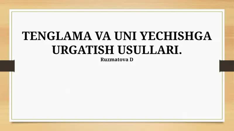 Tangaloqni O‘qitish Metodlari