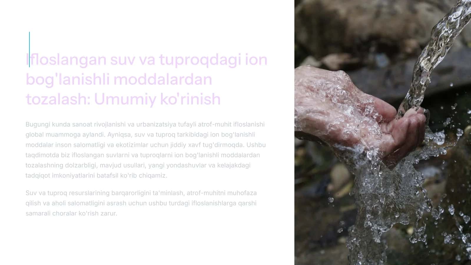 Ifloslangan suv va tuproqdan tozalash