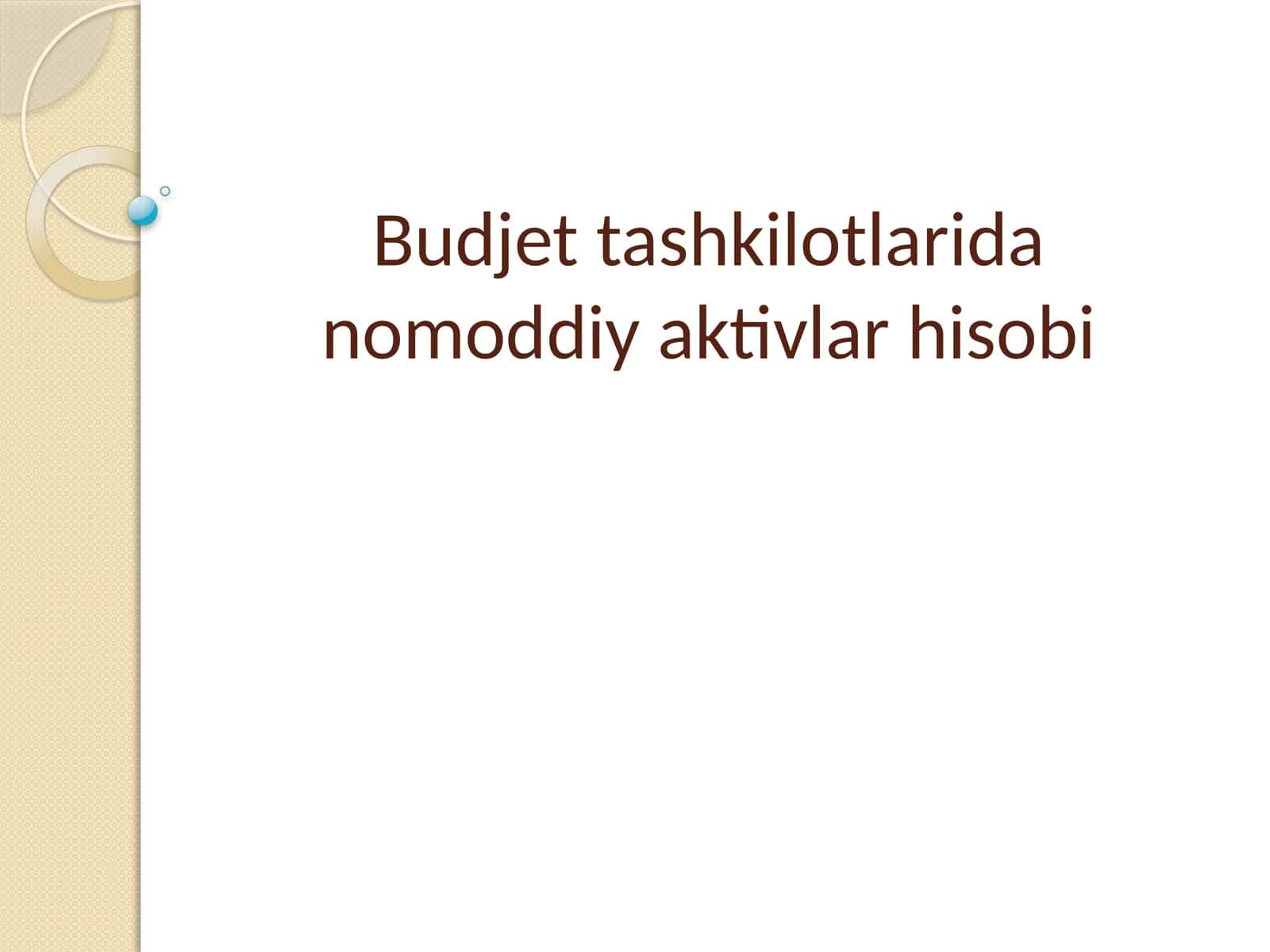 Budjet tashkilotlarida nomoddiy aktivlar hisobi