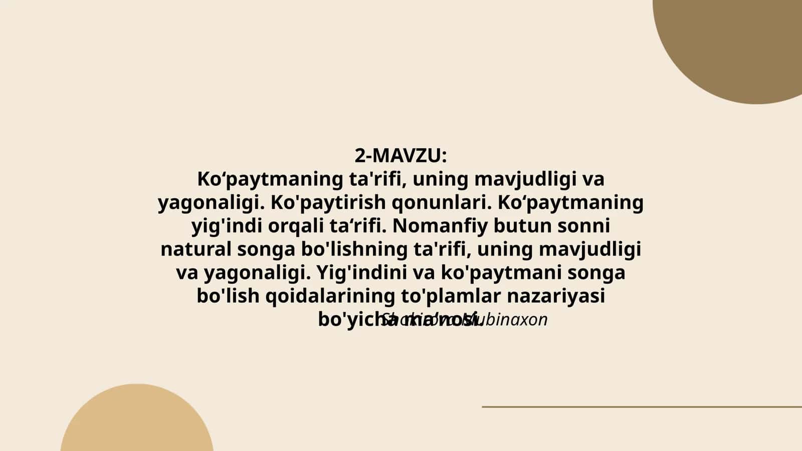 Ko‘paytmaning ta'rifi, uning mavjudligi va yagonaligi
