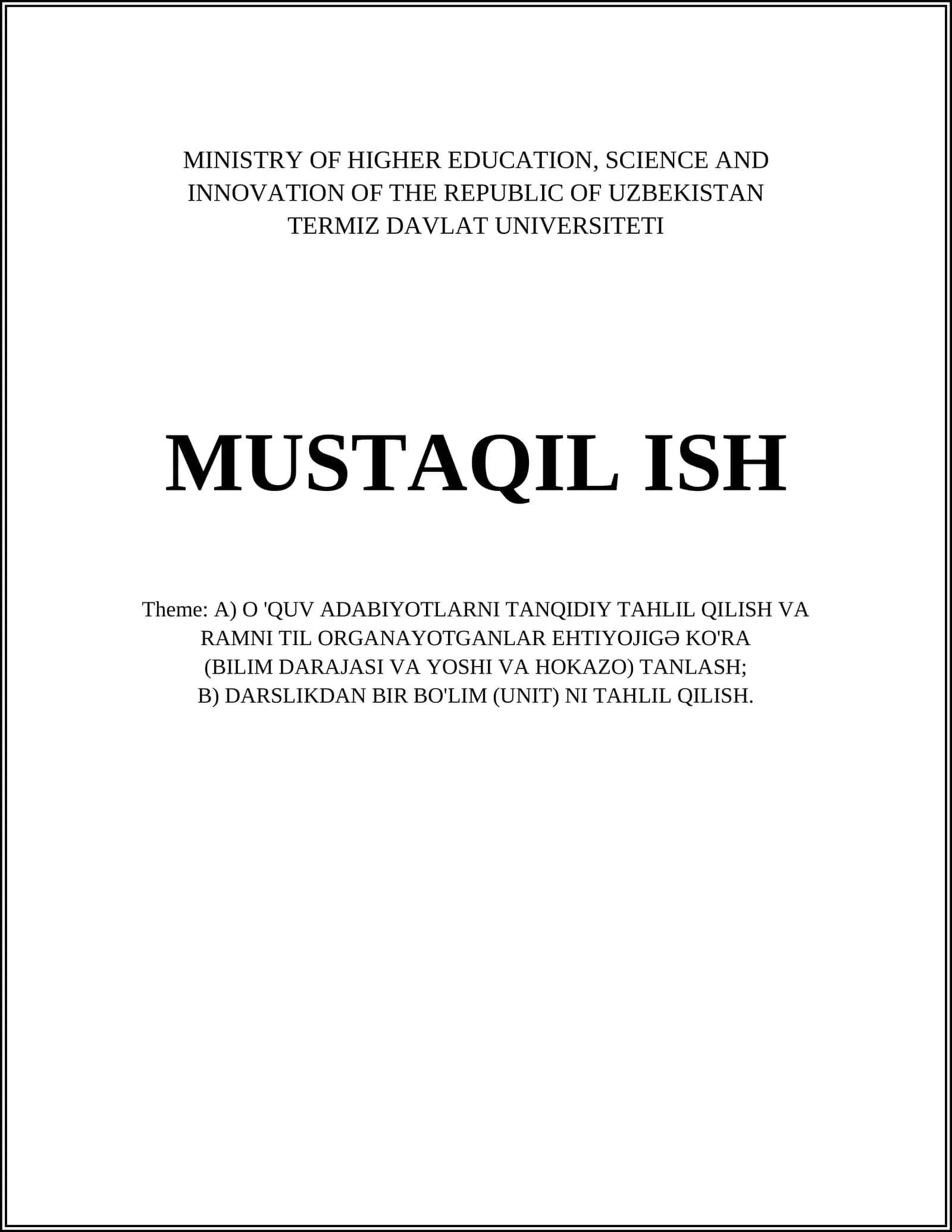 MUSTAQIL ISH
