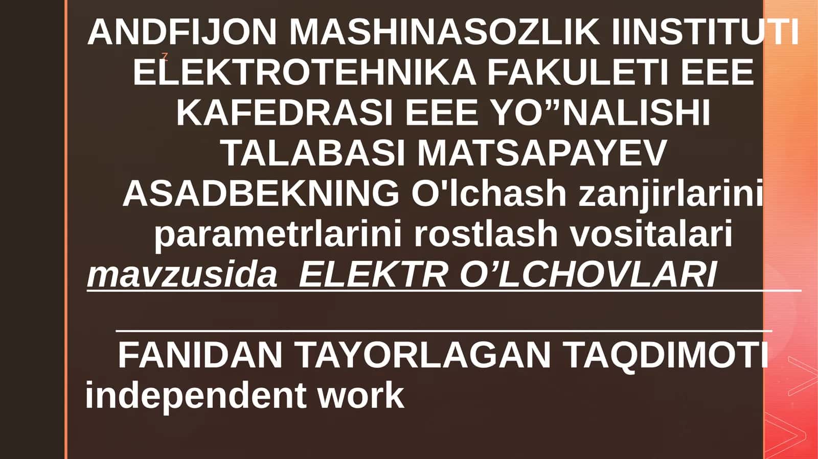 O'lchash va O'lchov Vositalari
