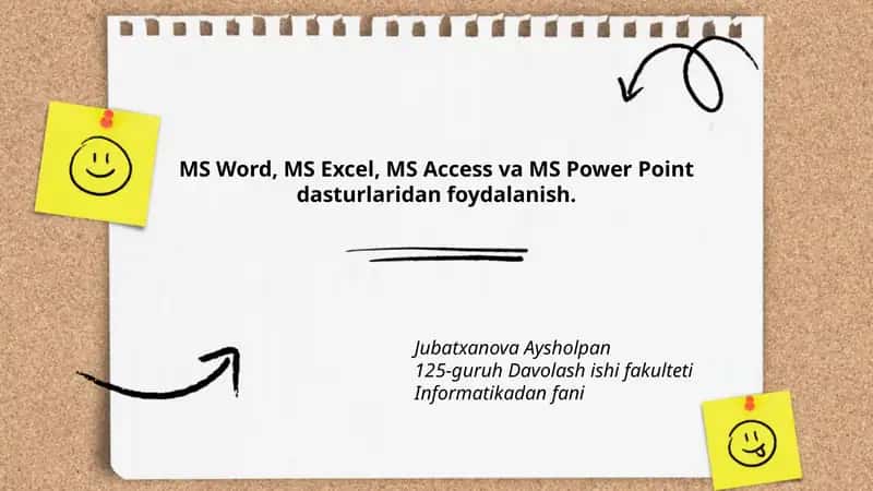 MS Word, MS Excel, MS Access va MS Power Point