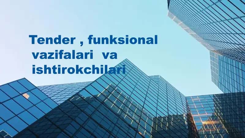 Tender, funksional vazifalari va ishtirokchilari