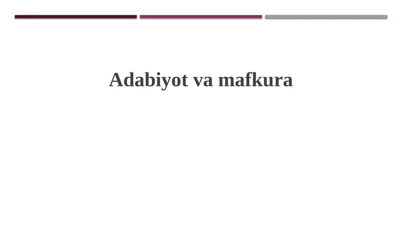 Adabiyot va Mafkura
