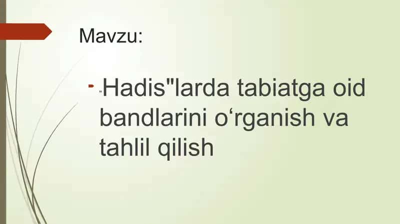 Hadislarda tabiatiga oid bandlarini o'rganish va tahlil qilish