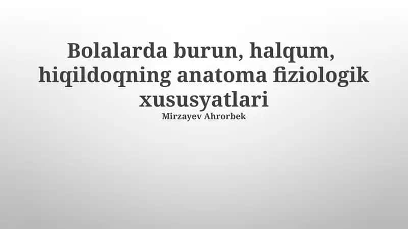 Bolalarda Burun Anatomiyasi