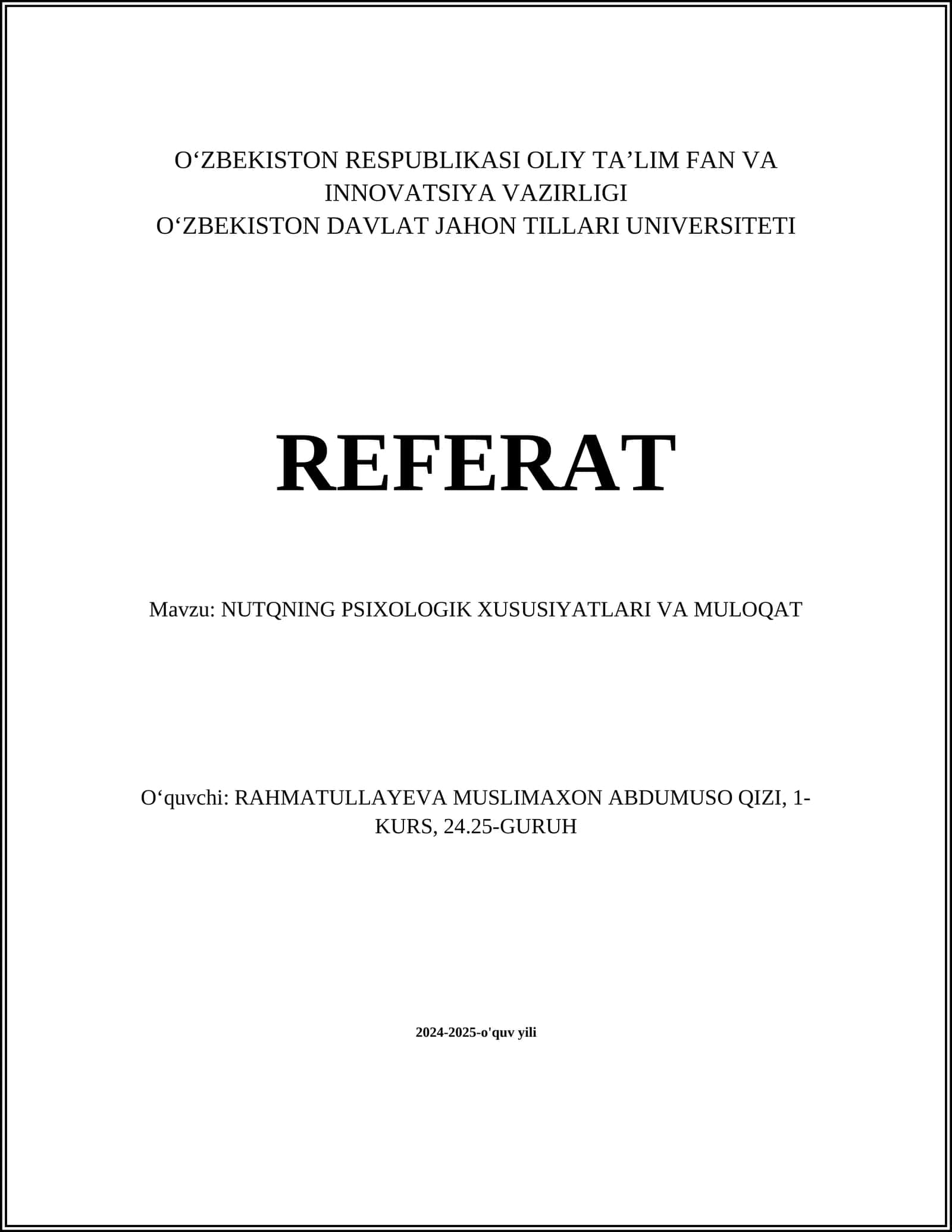 Nutqning psixologik xususiyatları va muloqat