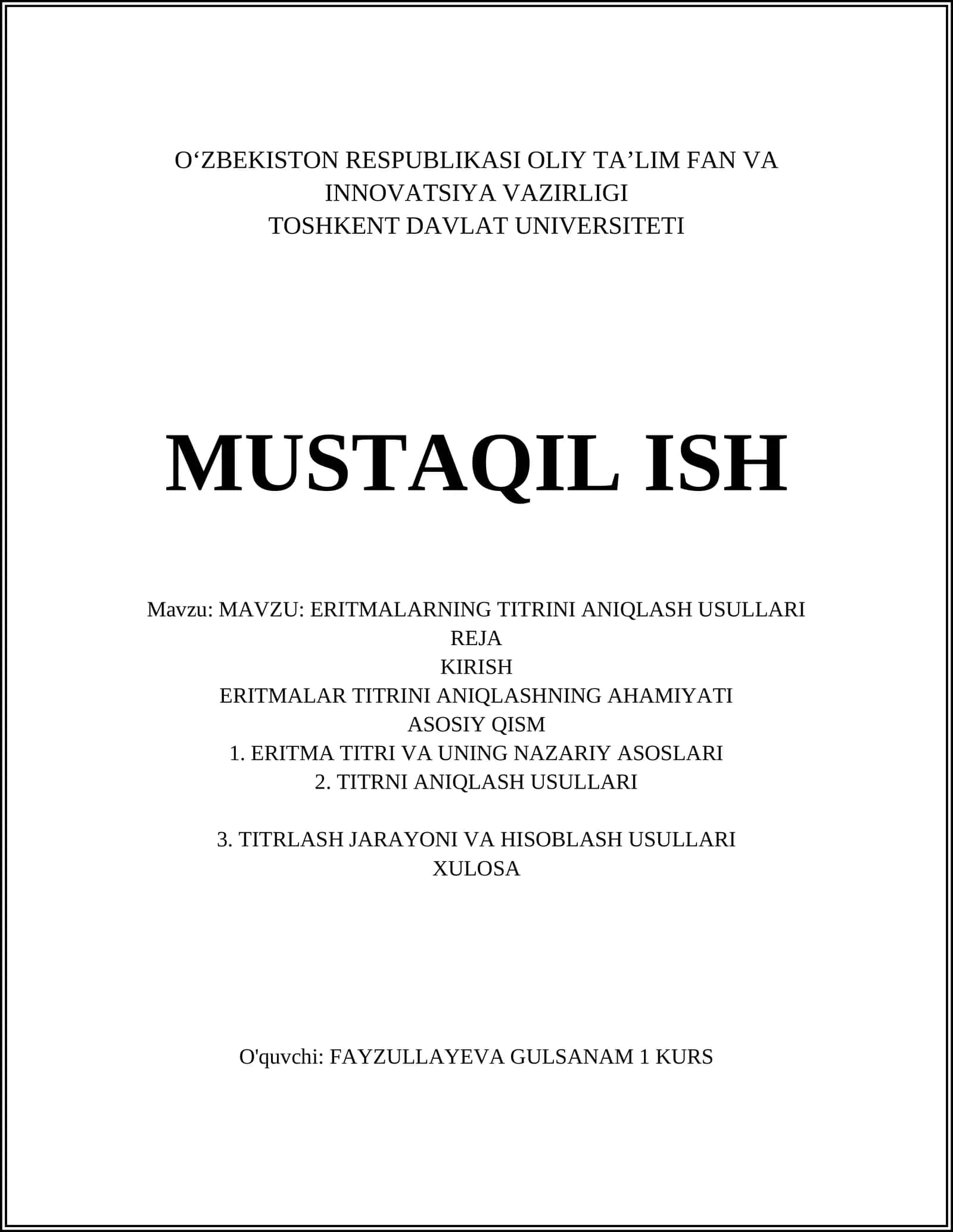 ERITMALARNING TITRINI ANIQLASH USULLARI