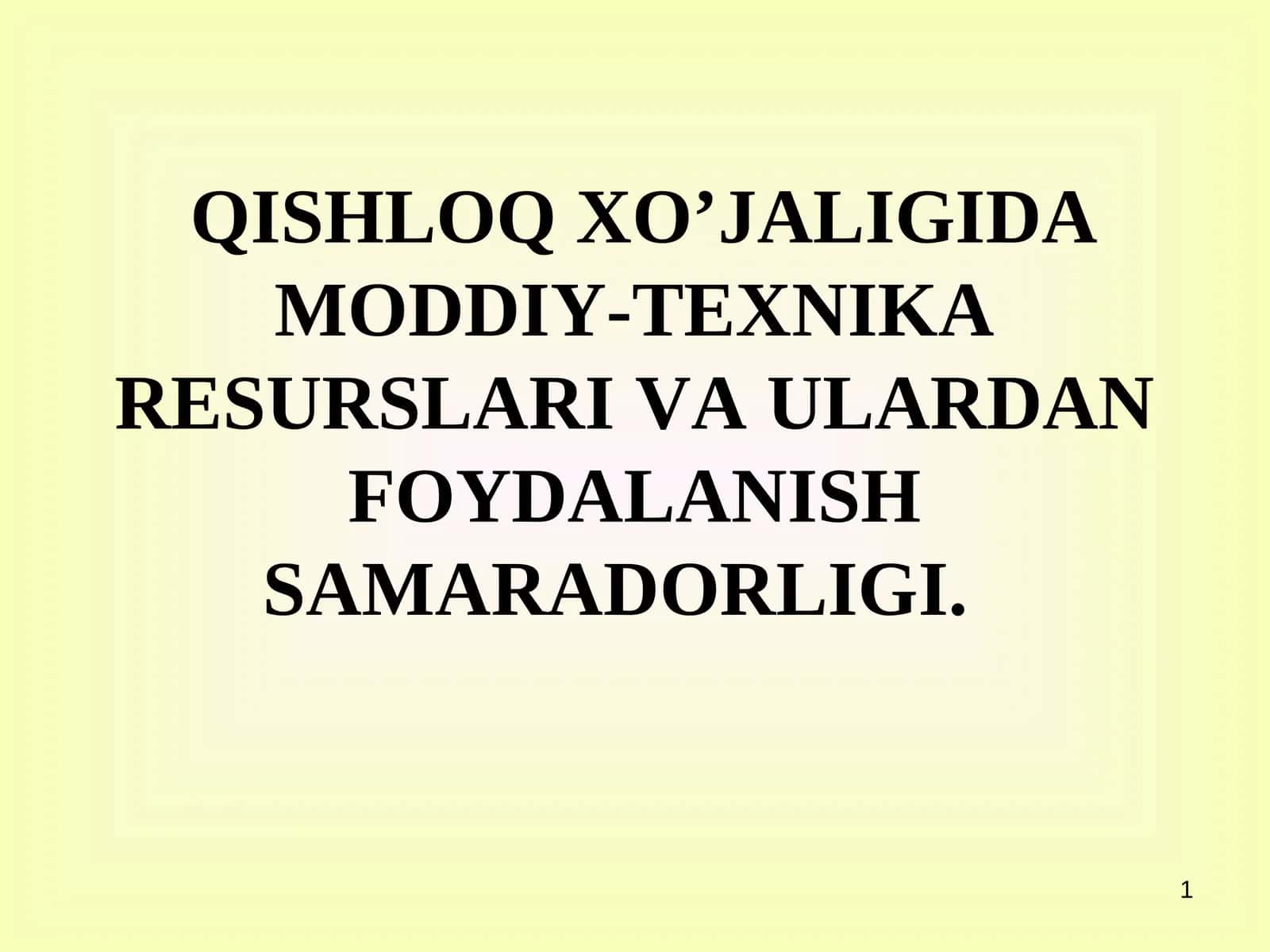 Moddiy-texnika resurslari