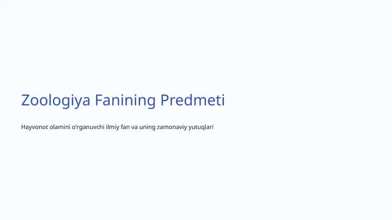 Zoologiya Fanining Predmeti