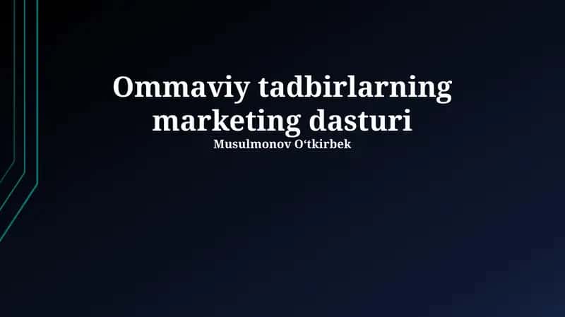 Ommaviy tadbirlarning marketing dasturi