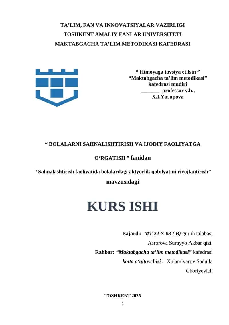 Sahnalashtirish faoliyatida bolalardagi aktyorlik qobilyatini rivojlantirish.docx