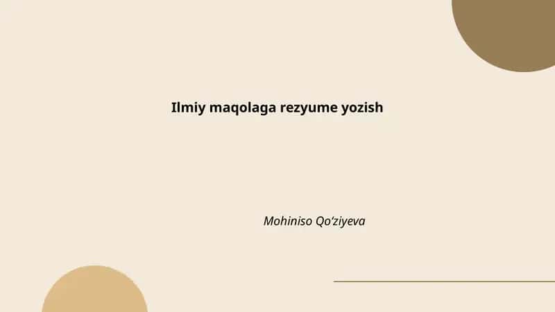 Ilmiy maqolaga rezyume yozish