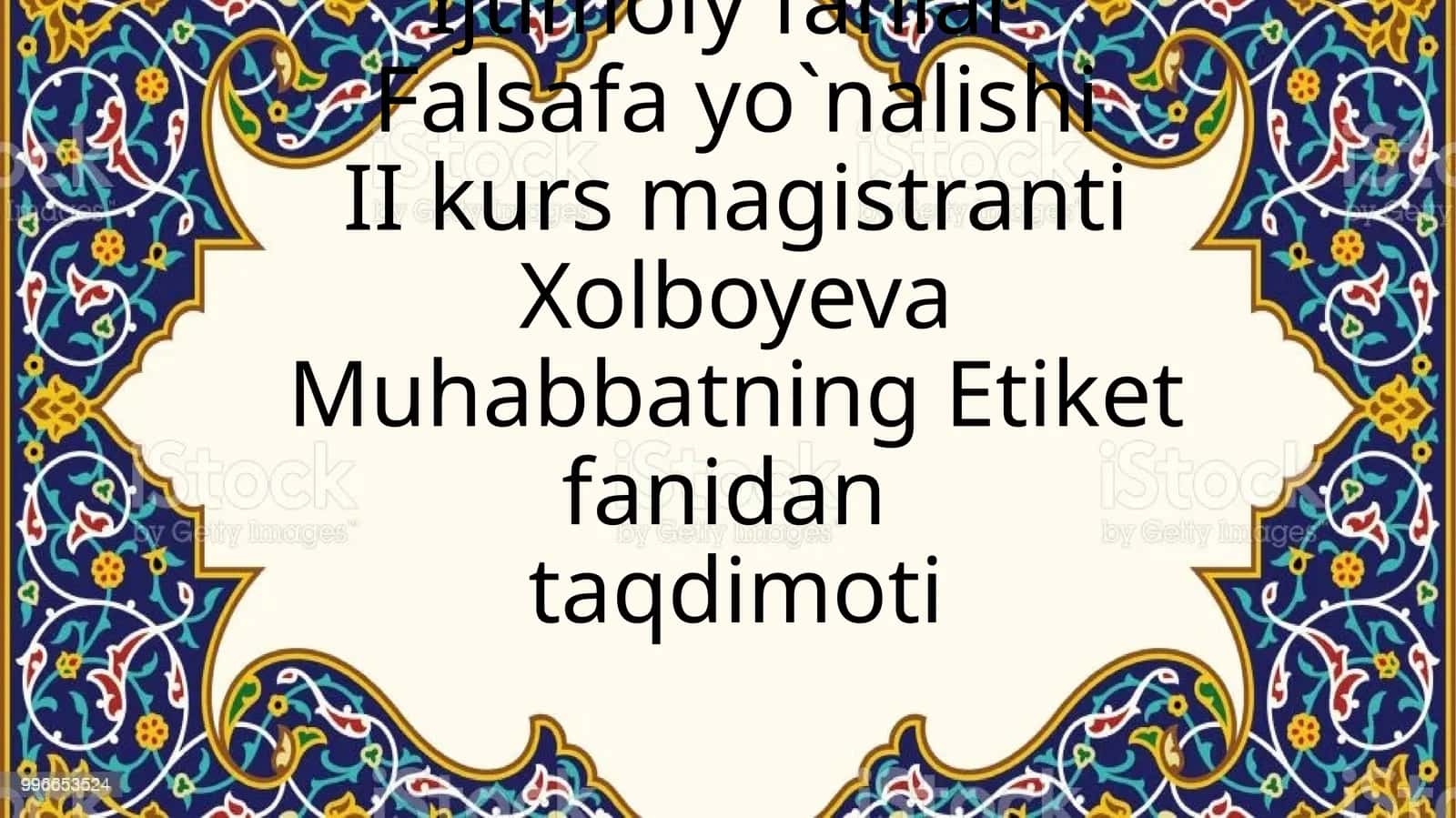 Muhabbatning Etiket fanidantaqdimoti