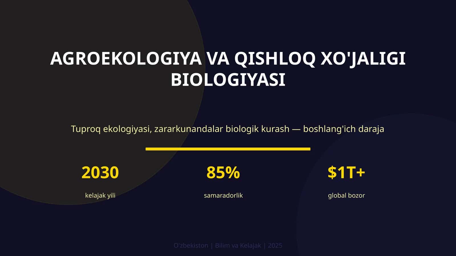 AGROEKOLOGIYA VA QISHLOQ XO'JALIGI BIOLOGIYASI
